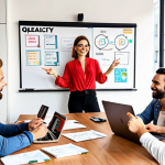 **

A diverse group of people from different countries are collaborating on a marketing campaign in a modern, open-plan office. One person is pointing at a whiteboard covered with notes in Portuguese, English, and Spanish. Laptops, smartphones, and coffee cups are scattered around the table. The atmosphere is energetic and creative, emphasizing teamwork and global communication. Focus on visual diversity and a collaborative spirit. Style: Modern, bright, and slightly stylized to convey a positive, aspirational feeling.

**