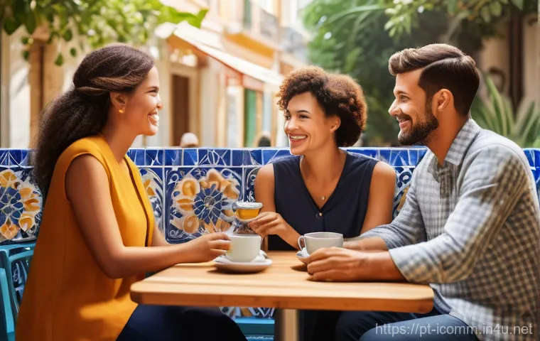 국제커뮤니케이션 전공 필수 과목 - A vibrant, photo-realistic scene featuring a diverse group of adults, dressed in modern, stylish, an...