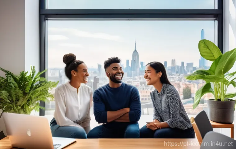 국제커뮤니케이션 분야의 도전과제 - **Prompt 1: Global Virtual Collaboration**
    A vibrant, high-angle shot of five diverse young prof...